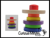 CLEARANCE - SALE - Wood Stacking Rainbow Tower with Pattern Cards