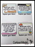 LAST CHANCE - LIMITED STOCK -  - SALE - 'Would You Rather' Writing Prompts Dry Erase Practice Pages - Language Arts Teacher Supply Centers