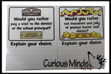 LAST CHANCE - LIMITED STOCK -  - SALE - 'Would You Rather' Writing Prompts Dry Erase Practice Pages - Language Arts Teacher Supply Centers