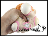 Pimple Face Squishy Stress Ball - Zit Popping Fun Fidget - Gross Pus Nerd Acne Face with White Heads - Blob Webby Mesh Ball - Squishy Fidget Ball