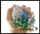 Tri-Color - 3 Color Bubble Mesh Balls - Squishy Fidget Ball with Web Netting - Stress Ball Color Changing Blobs - Sensory, Fidget Toy- Gooey Squish Bubble Popping OT