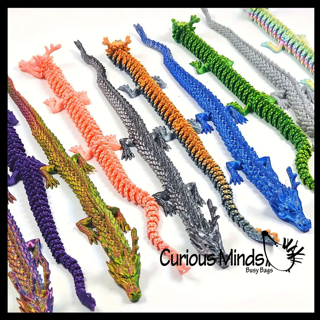 NEW - 3D Printed Large 12" Dragon Wiggle Articulated Jointed Moving Fidget Toy - Unique Sensory