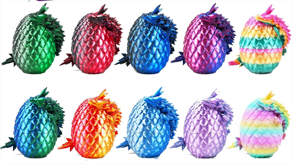 NEW - Mini 3D Printed Dragon in Egg Wiggle Articulated Jointed Moving Fidget Toy - Unique Sensory Toy Mini Assorted Animals