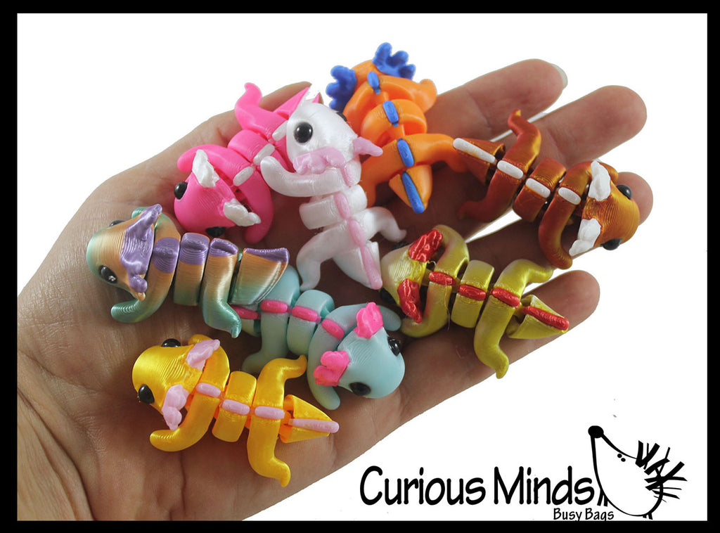 NEW - 3D Printed Axolotl Wiggle Articulated Jointed Moving Fidget Toy - Unique Sensory