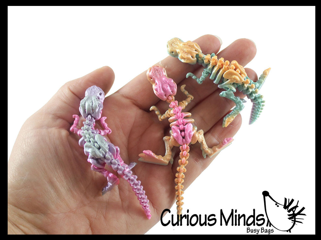 NEW - 3D Printed Dino Fossil Skeleton Wiggle Articulated Jointed Moving Fidget Toy - Unique Sensory