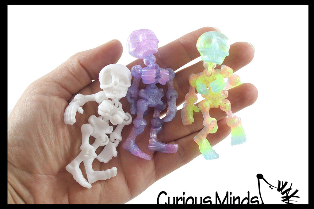 NEW - 3D Printed Skeleton Wiggle Articulated Jointed Moving Fidget Toy - Unique Sensory Halloween Spooky