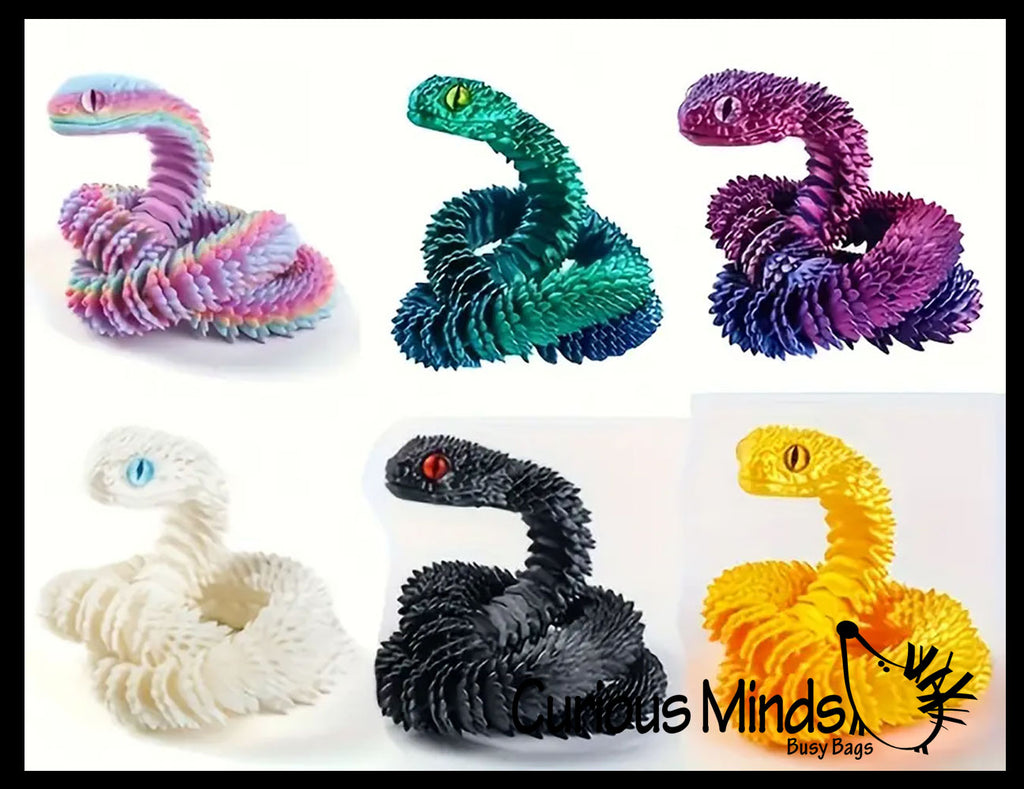 NEW - 3D Printed Large 12" Snake Wiggle Articulated Jointed Moving Fidget Toy - Unique Sensory