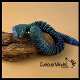 NEW - 3D Printed Large 12" Snake Wiggle Articulated Jointed Moving Fidget Toy - Unique Sensory
