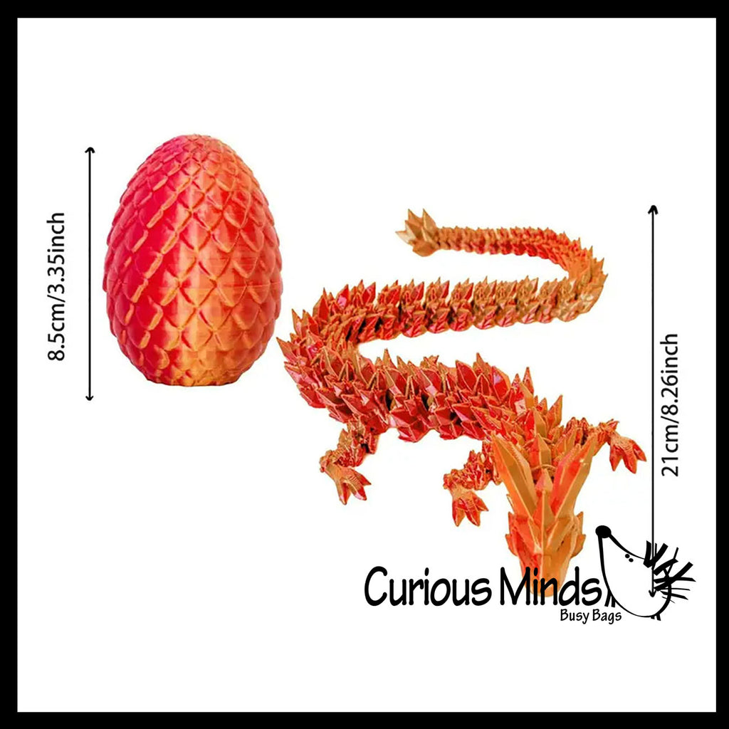 NEW - 3D Printed Dragon in Egg Wiggle Articulated Jointed Moving Fidget Toy - Unique Sensory Toy Mini Assorted Animals