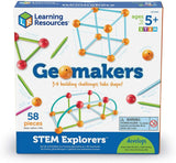 LAST CHANCE - LIMITED STOCK - Learning Resources STEM Explorers Geomakers - 58 Pieces, Ages 5+ STEM Toys - Building Geometric Shapes - Construction Set