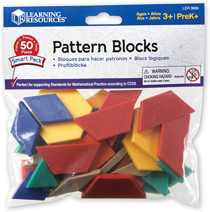 LAST CHANCE - LIMITED STOCK - Set of 50 Plastic Pattern Blocks