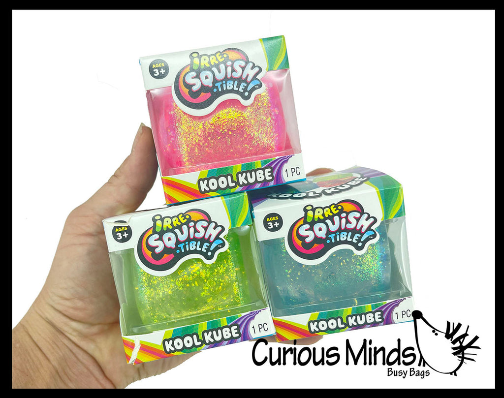 Sugar Ice Cube Kool Kube Cube Ball - Irre-squish-tible Thick Glue/Gel Syrup Molasses Stretch Ball - Ultra Squishy and Moldable Slow Rise Relaxing Sensory Fidget Stress Toy Square Ice