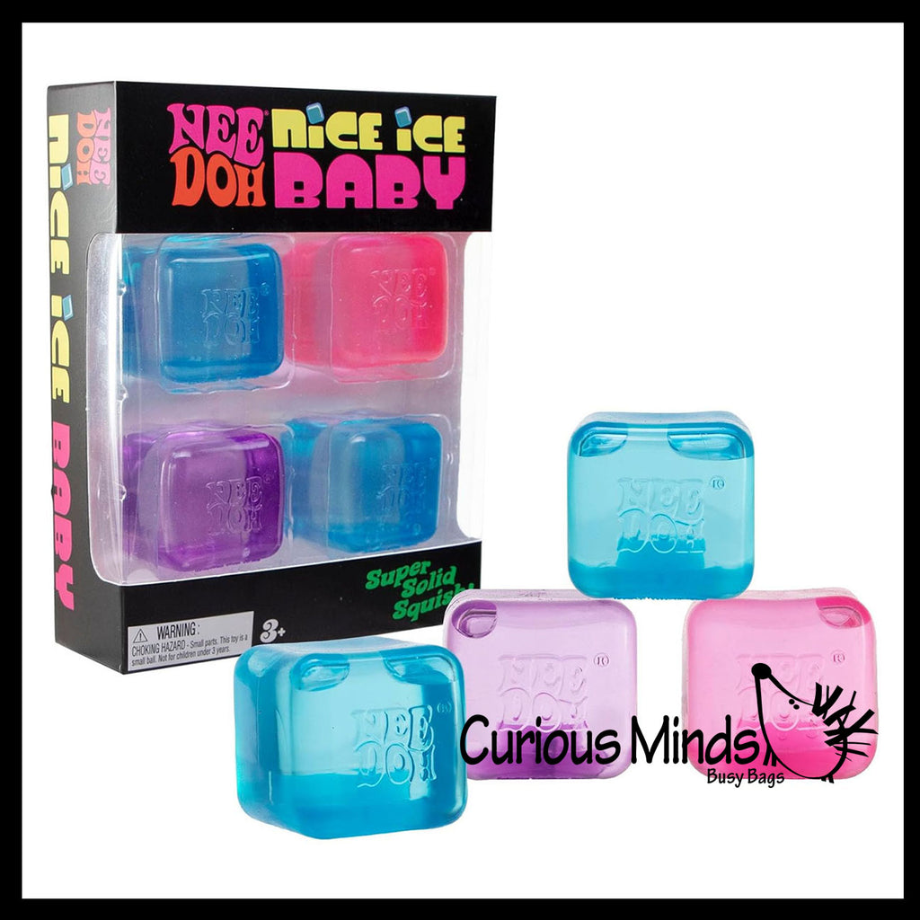 IN STOCK - NeeDoh 4 PACK Teenie Nice Ice Cube Baby Ice Sugar Ball - Thick Glue/Gel Stretch Ball - Ultra Squishy and Moldable Slow Rise Relaxing Sensory Fidget Stress Toy