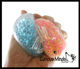 2 Different Axolotl Stress Balls - Water Gel Bead and Light Up Air Filled Squeeze Stress Balls  -  Sensory, Stress, Fidget Toy Super Soft