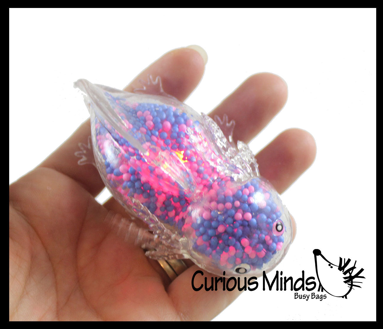 2 Different Axolotl Stress Balls - Water Gel Bead and Light Up Air Fil