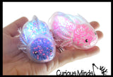 Light Up Axolotl - Air and Styrofoam Bead Filled Squeeze Stress Balls  -  Sensory, Stress, Fidget Toy Super Soft