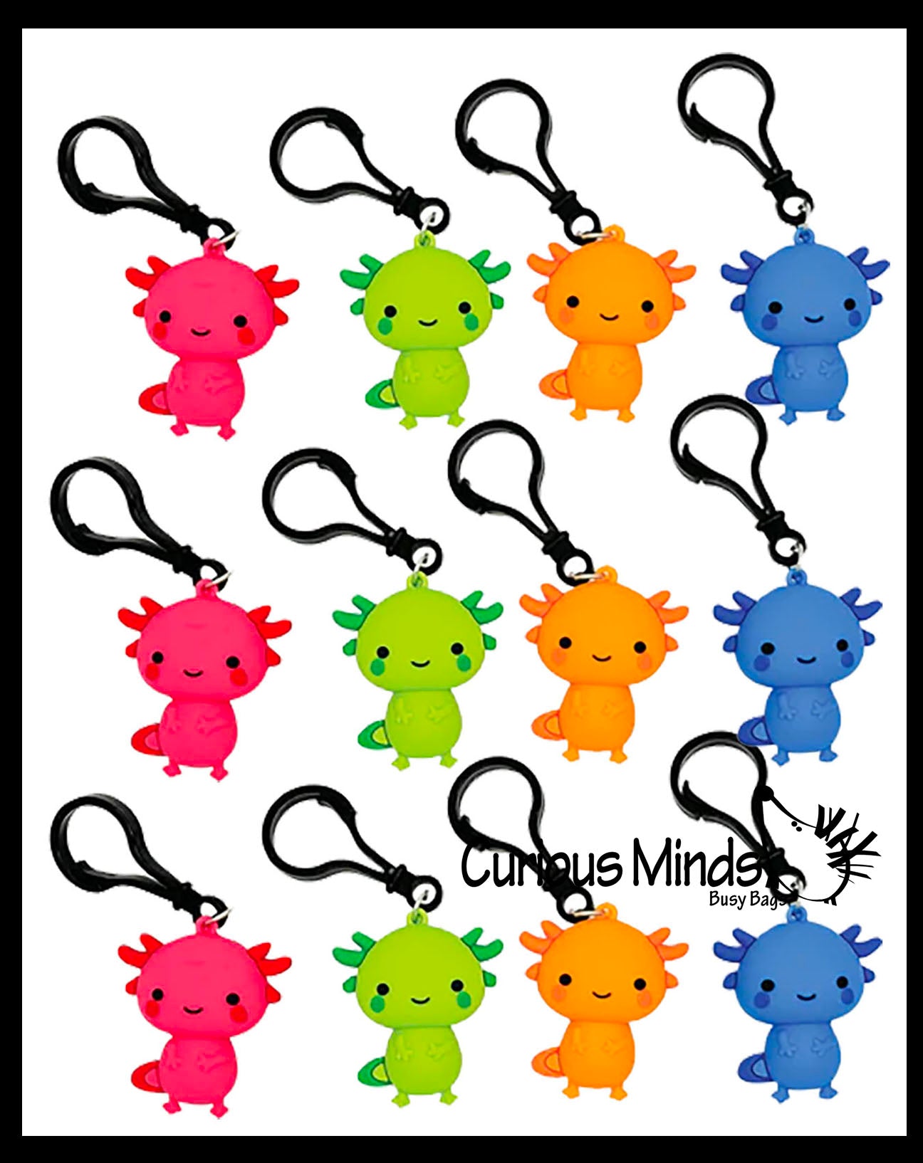 Cute Axolotl Keychain - PVC Salamander Keyring For Backpacks, Bags & Keys