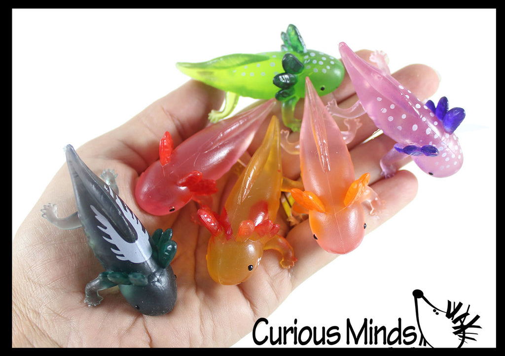 Realistic 2.5" Colorful Tiny Axolotls Figurines - Mini Toys - Small Novelty Prize Toy - Party Favors - Collectable Gift