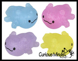 Axolotl Lover Bundle of 5 Fidgets -  Plush Squeeze PBJ  Stress Ball / Articulated Wiggle / Mochi / Slow Rise Squish / Sand Filled - Sensory, Stress, Fidget Toy