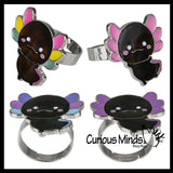 BULK - WHOLESALE -  SALE - Axolotl Mood Rings - Color Changing Heat Sensitive Jewelry for Children - Adjustable Ring Kids