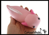 Axolotl Lover Bundle of 3 Fidgets -  Plush Squeeze PBJ  Stress Ball / Slow Rise Squish / Stretchy Sand Filled - Sensory, Stress, Fidget Toy