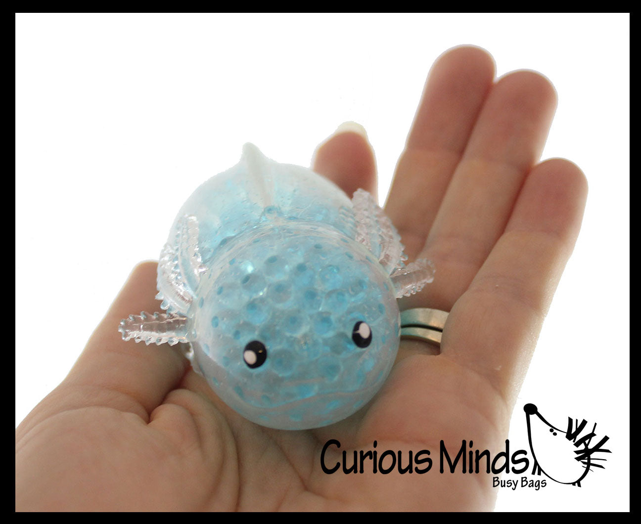 2 Different Axolotl Stress Balls - Water Gel Bead and Light Up Air Fil