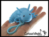 Axolotl Family Fidget -1 Large and 2 Small on Clip Wiggle Articulated Jointed Moving Axolotyl Toy - Unique