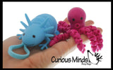 Set of 2 Articulated Fidgets - Octopus and Axolotl - Wiggle Articulated Jointed Moving Fidget Toy - Unique Sensory Toy