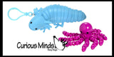 Set of 2 Articulated Fidgets - Octopus and Axolotl - Wiggle Articulated Jointed Moving Fidget Toy - Unique Sensory Toy