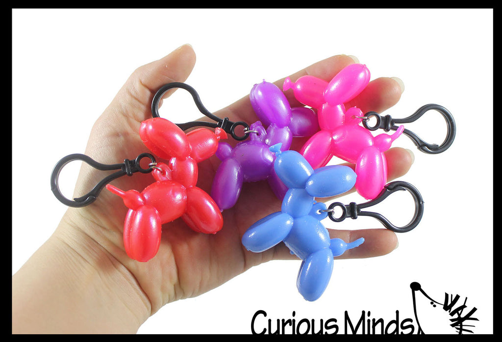 Mini Balloon Dog on Clip Stretchy Toy - Cute Squishy Sensory Fidget Toy - Party Favors & Prizes