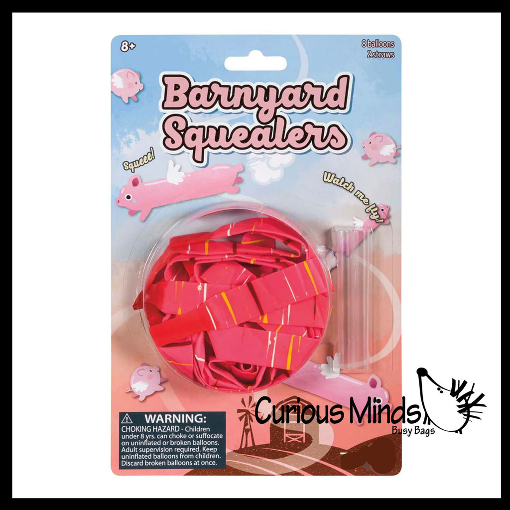 Pack of Pig Squeelers Balloons - Squeeking Rocket Loud Whistling Balloon Toy - Fun Barnyard Theme