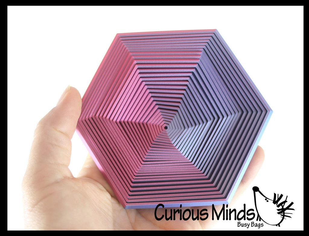 NEW - Large 4" Hexagon 3D Magic Maze Telescoping Fidget Toy - Auditory Fun Shifting Tunnel Puzzle 3D Fidget - Nesting Nested Telescopic