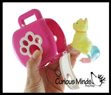 Cute Toy Pet in Animal Carrier - Food Dish and Bottle - Pretend Play Toy