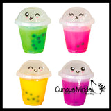 Slime with Bubble Tea Balls - Cute Containers with Squishy Beads