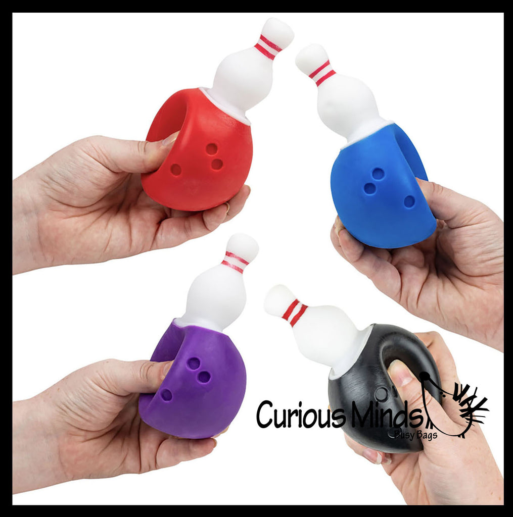 LAST CHANCE - LIMITED STOCK - Bowling Pin in a Bowling Ball - Adorable Pop Up Fidget Toy - Cute Squeeze Fun Fidget - Unique OT Hand Strength, Fine Motor