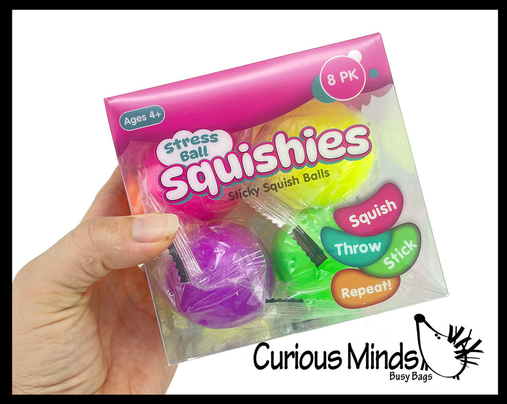 Box of 8 Sticky Fun Stress Balls that Stick to Ceiling Fun Colorful Globs
