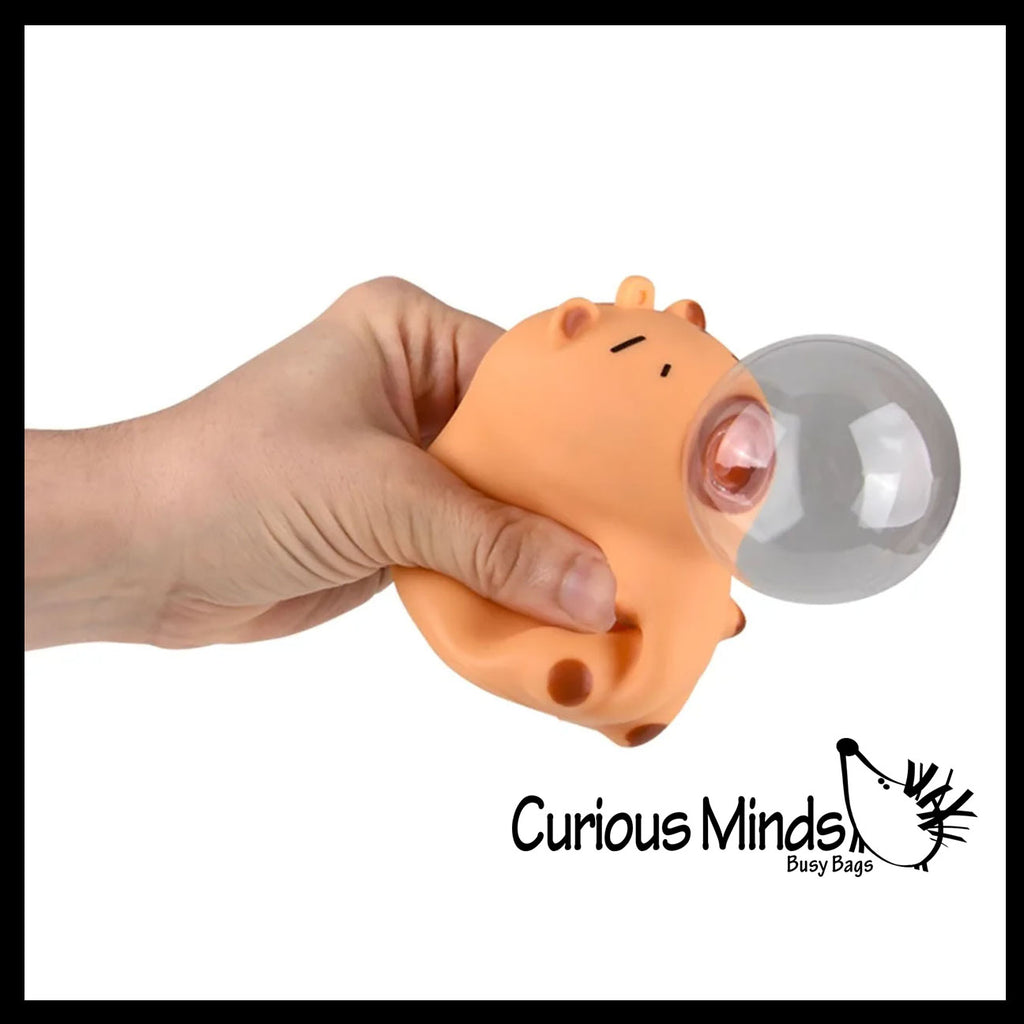 Bubble Blowing Capybara Squishy Fidget Toy - Cute Animal Blowing Bubbles