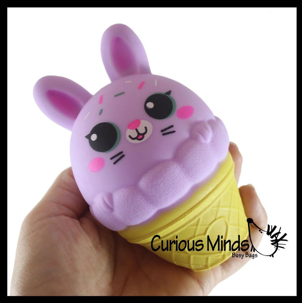 Bunny Ice Cream Cone - Soft Creamy Doh Filled Squeeze Stress Balls  -  Sensory, Stress, Fidget Toy Super Soft