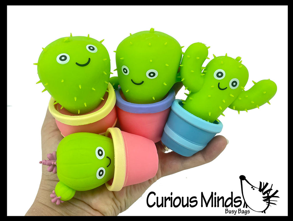 Cute Cactus Squishy Toy - Sand Filled Pot Base and Air Filled Plant