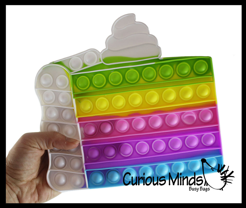 NEW - Birthday Cake Theme Large Bubble Pop Game - Silicone Push Poke Bubble Wrap Fidget Toy - Press Bubbles to Pop - Bubble Popper Sensory Stress Toy
