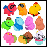 Capybara Animal Figurines Dressed Up - Cute Little Animal Figures for Decoration / Gifts or Party Favors