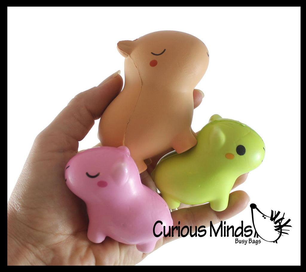 Capybara Family Set of 3 - Mama and Babies - Mini Slow Rise Squishy Toy - Memory Foam Spongy Stress Fidget Ball