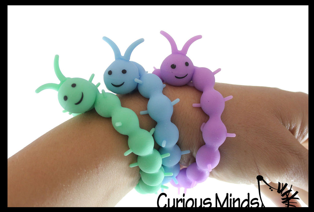 Stretchy Caterpillar Bracelets Animal Puffer Stretchy Noodle Toys - Fun Long Stretch Toys - Soft & Flexible - Fidget Sensory Toy - Stretchy Noodle String Bracelet Jewelry