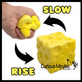 Slow Rise Foam 2.75" Squishy Cheese Fidget Stress Toy - Squish Memory Foam Cube