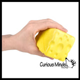 Slow Rise Foam 2.75" Squishy Cheese Fidget Stress Toy - Squish Memory Foam Cube