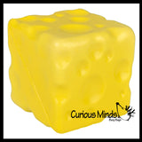 Slow Rise Foam 2.75" Squishy Cheese Fidget Stress Toy - Squish Memory Foam Cube