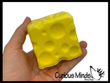 Slow Rise Foam 2.75" Squishy Cheese Fidget Stress Toy - Squish Memory Foam Cube