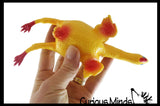 NEW - Large 7" Egg Laying Stretchy Rubber Chicken That Lays An Egg - Squeeze Stretch Funny Gag Toy Fidget - Novelty Toy