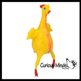 NEW - Large 7" Egg Laying Stretchy Rubber Chicken That Lays An Egg - Squeeze Stretch Funny Gag Toy Fidget - Novelty Toy