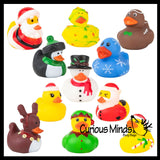 Christmas Rubber Duckies Mix - Santa, Reindeer, Snowman, Gingerbread and More - Cute Holiday Party Favor Decoration Gifts